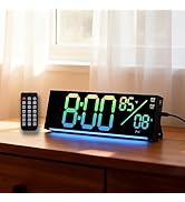 11-Inch LED Digital Wall Clock with RGB Flowing Light, Seconds,Date,Time,Temperature|Large Clear ...