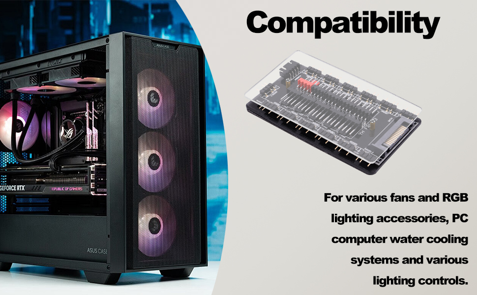 5V 3Pin ARGB Fan Hub &amp; 4 Pin PWM Splitter