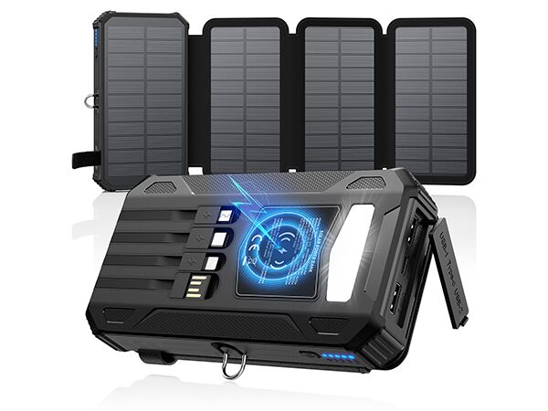 48000mAh solar power bank built-in cables and solar panels