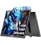 WUAWE 16" 1200P 120Hz Portable Monitor, 100% sRGB Portable Gaming Monitor with Built-in Stand,HDR...
