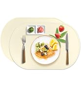 Placemats Oval Tablemats Heat Resistant Placemat, Set of 2 Waterproof Oilproof Stain Non-Slip Foo...