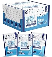 Air Jungles Flushable Wipes Individually Wrapped 50 Ct, with Aloe Vera &amp; Vitamin E, Travel Size W...