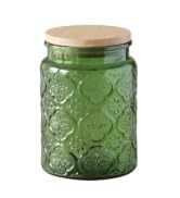 ANSQU Vintage Glass Jar, 23.7 FL OZ Glass Jar with Lid, Candy Jar with Lid, Vintage Colored Mason...