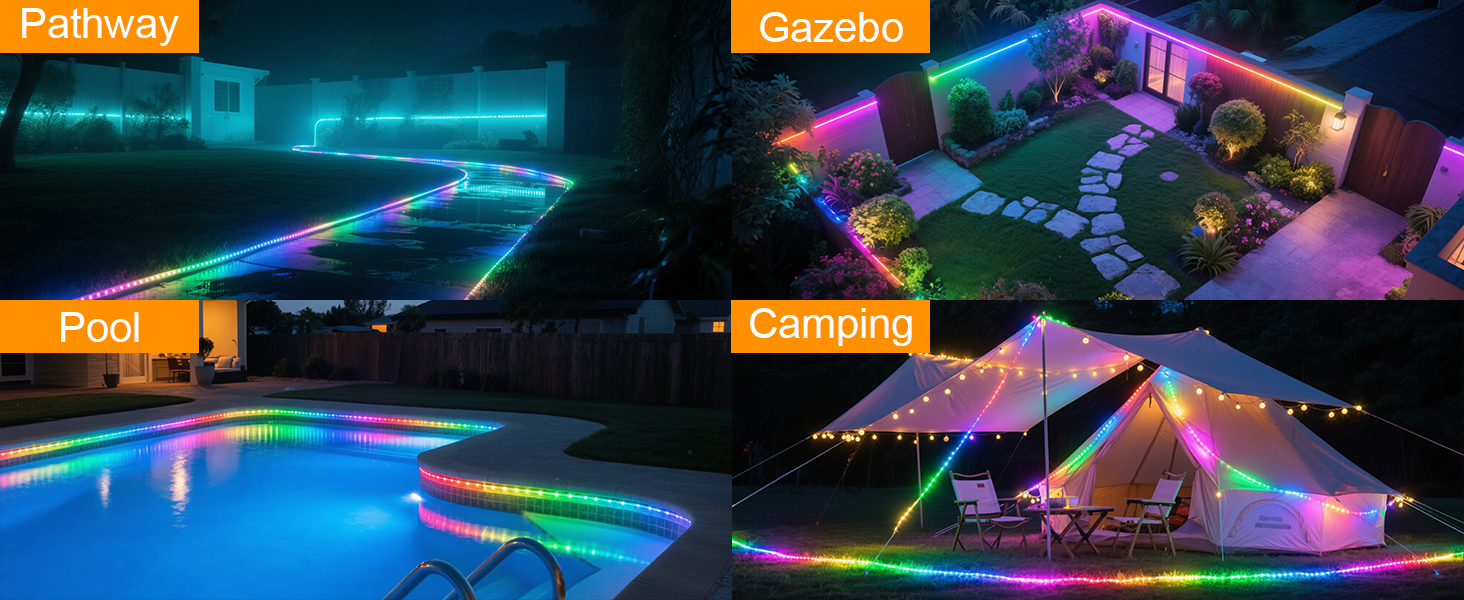 solar strip lights outdoor waterproof