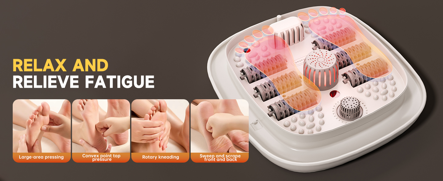 Collapasible Foot Spa Bath Massager with Heat, Pedicure Foot Spa with Bubbles and Jets/Timer