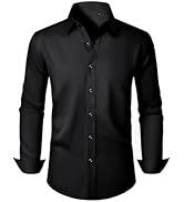 Lusead Men's Dress Shirts Long Sleeve Stretch Wrinkle Free Slim Fit Wedding Formal Button Down Shirt