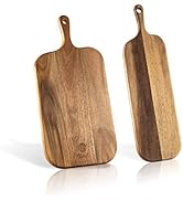 Wood Cutting Board Set with Handle for Kitchen Large and Small Long 2 Packs Acacia Wooden Kitchen...
