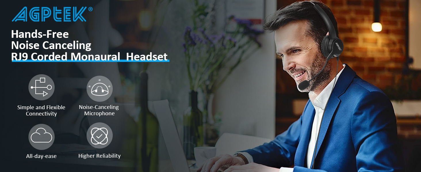 RJ9 Corded Monaural Headset