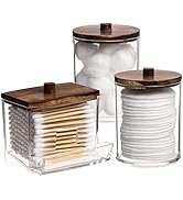 Tbestmax Qtips Holder Bathroom Container, 10/7 OZ Cotton Ball/Swabs Dispenser, Apothecary Jar Org...