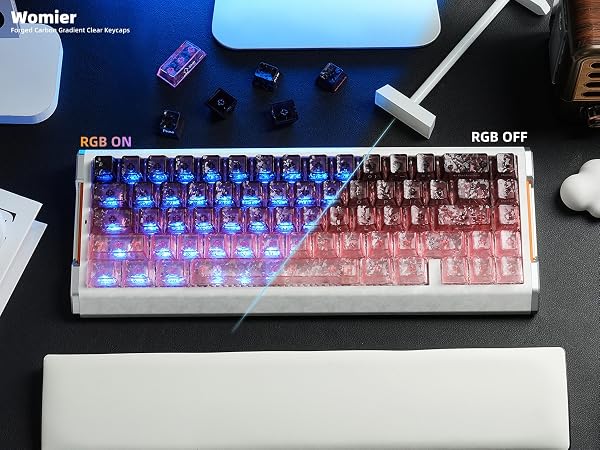 Clear Keycaps, Translucent Keycaps Set Keyboard Caps Cherry Profile,Custom Shine through Keycaps
