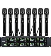 GOLDEN MARS Wireless Microphone System, 8-Channel Wireless Mic, w/ 8 Handheld Dynamic Microphones...