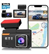 Kussla Dash Cam Front and Rear 4K+1080P, Dash Camera for Cars Built-in GPS WiFi, App Control, 64G...