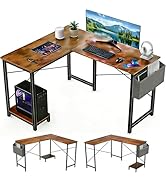 Sagenest L Shaped Desk, 50 Inch Reversible Computer Desk Corner Gaming Table with CPU Stand &amp; Sto...