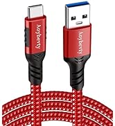 Aoybevty USB A to USB C 3.1/3.2 Cable 10ft (Red), 10Gbps Data Transfer and 60W 3A Fast Charging C...