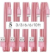 SPEATE USB C Cable, Premium Nylon Braided USB A to Type C Charger Cable [5-Pack, 3/3/6/6/10FT], P...