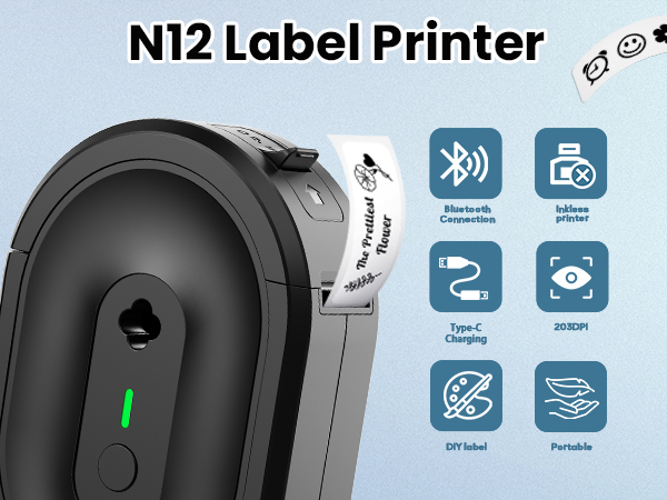 N12 label printer black