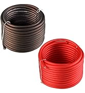 TOPSTRONGGEAR 8 Gauge 25ft Black and 25ft Red Power/Ground Wire True 8 AWG Power Wire-True Spec a...