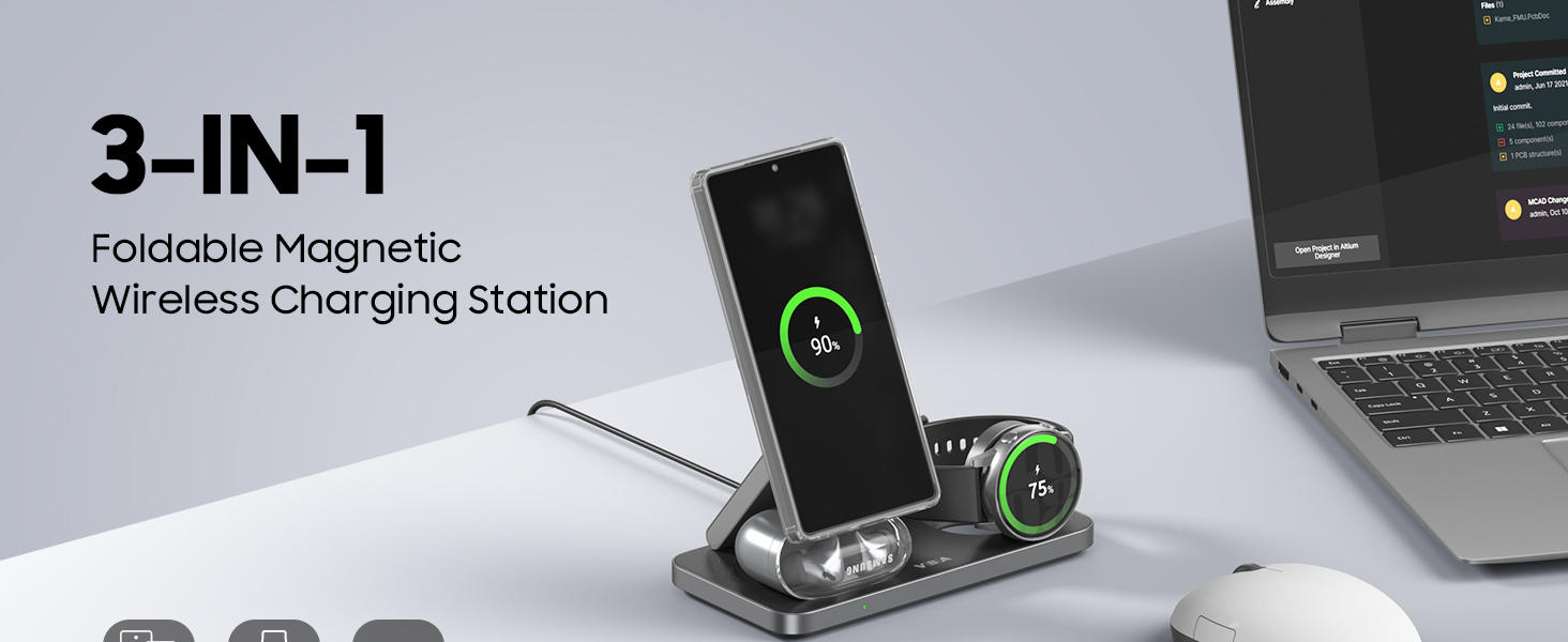 3 in 1 Foldable Magnetic Wireless Charging Station for Samsung