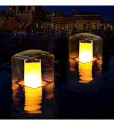 LanPool Floating Pool Lights, Solar Flame Pool Lights Waterproof, Square Pool Light, Glow in The ...