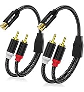 HOSONGIN 1ft RCA Splitter 1 Female to 2 Male Y Adapter 2 Pack, Short RCA Audio Speaker Splitter C...