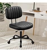 DUMOS Armless Office Desk Chair, Small Height Adjustable Computer Task Chair with Low Back Lumbar...