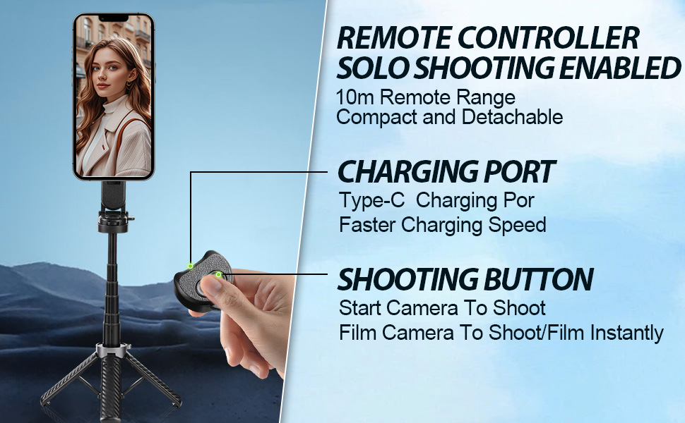 4-in-1 Multifunctional Magnetic Selfie Stick,Portable Pocket Size Selfie Stick for iPhone Magsafe