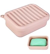 Silicone Leak-Proof Travel Soap Case, Portable Soap Container with Removable Draining Pad, Shatte...