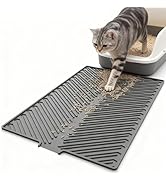 Barkitty Cat Litter Mat, Large 34" x 22", Waterproof/Urineproof Silicone Pad for Floor, Easy to C...