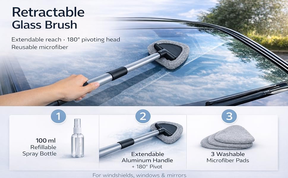 180° Swivel Retractable Glass Brush