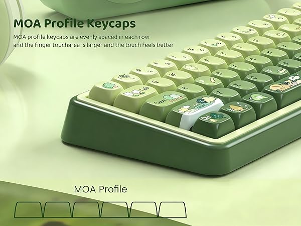 Cute Frog Keyboard keycaps Ceramic Style,Matcha Green moa keycap Set,dye Sublimation Keyboard caps