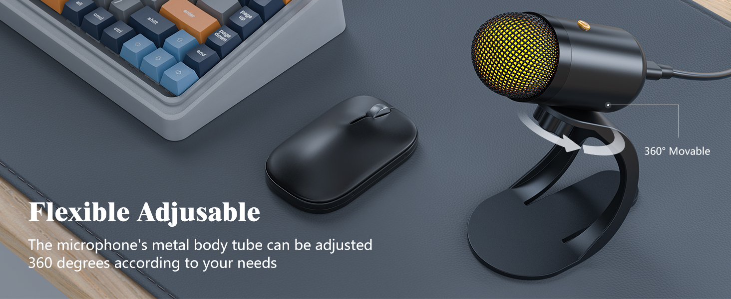 Move the condenser microphone 360° to any position