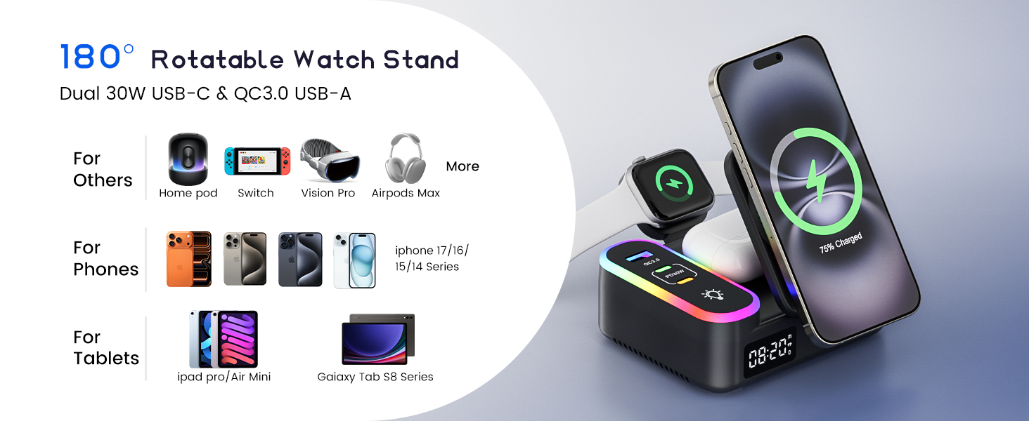 charging station 8 in 1 wireless charger multi device charger Apple