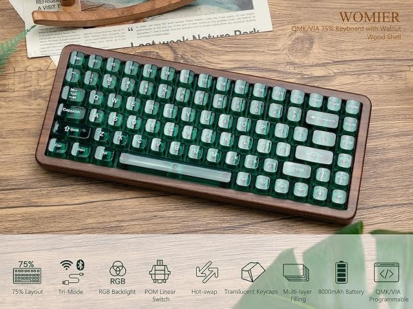 Retro 75% Keyboard with Color Multimedia Display Mechanical Gaming Keyboard, Hot Swappable