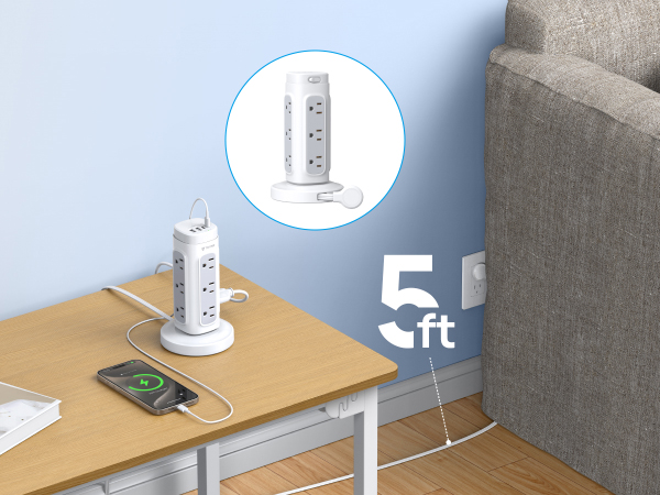 flat extension cord 5ft