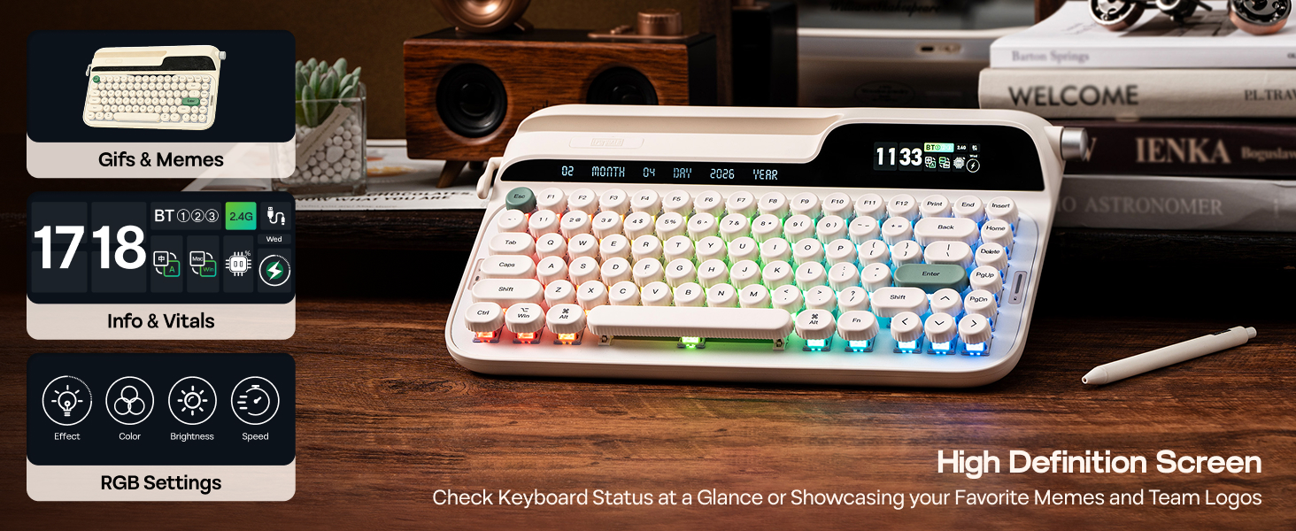 EPOMAKER Glyph Wireless Typewriter Retro Mechanical Keyboard