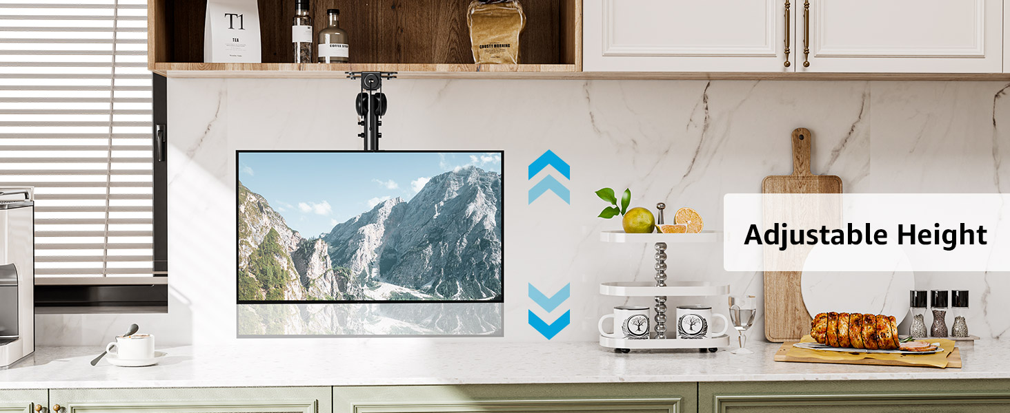 adjustable height under cabinet tv mount