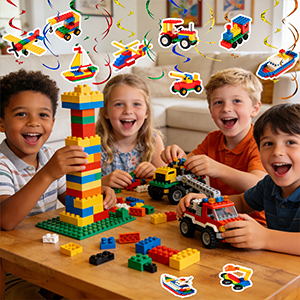 building blocks birthday decorations
