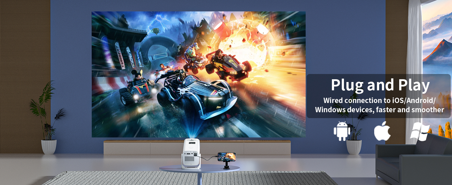 Outdoor short throw projector supporting 4K for backyard entertainment