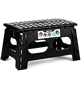 Delxo Folding Step Stool for Kids and Adults,15-Inch Extra Wide 9 Inch Height Heavy Duty Stepping...