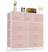 9-Drawer Dresser for Bedroom, Anti-Tip Tall Storage Organizer Chest of Drawers with Wooden Top an...