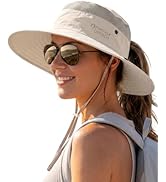 FURTALK Sun Hats for Women with Ponytail Hole Beach Hiking Summer Wide Brim Outdoor UV Protection...