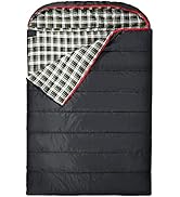 REDCAMP Cotton Double Sleeping Bag for Adults, 2 Person Cold Weather Queen Size Flannel Sleeping ...