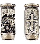DICOSMETIC 2Pcs Brass Paracord Beads Bulk Knife Lanyard Beads Skull Cross EDC Charm Bead Antique ...