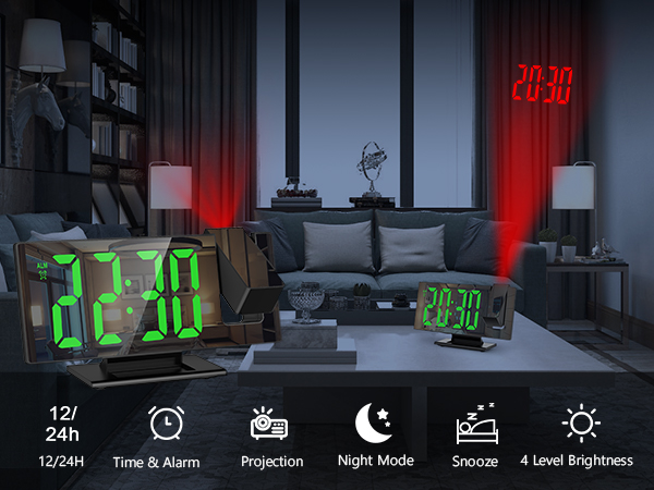 ORIA Projection Alarm Clock, Newest LED Electronic Alarm Clock