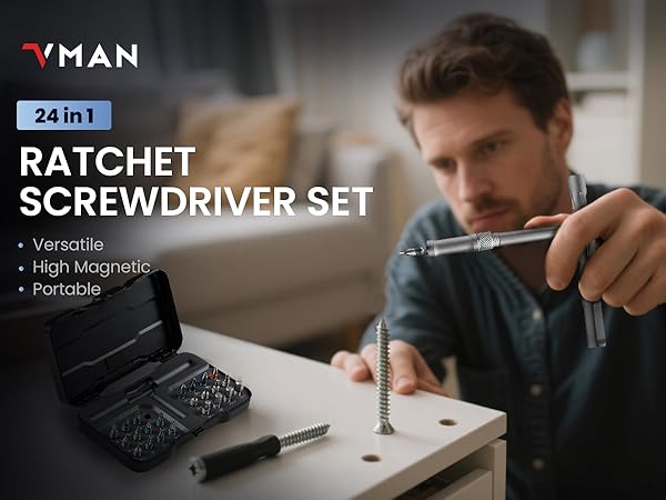 VMAN ratchet screwdriver set