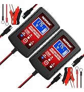 2-Pack Smart Fully Automatic 6V 12V Battery Charger Maintainer for Car, Marine, Motorcycle, Lawn ...