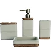 Hymmah Leather Pattern Design Bathroom Accessories Set,Farmhouse Bathroom Decor,4 Pcs Resin Gift ...