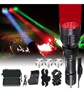 VASTFIRE Predator Light (Red, Green, White) LED Hunting Flashlight Scope Mount for Hog Coyote Coo...