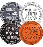 Halloween Party Paper Plates Supplies 7" Disposable Witch Party Dessert Plates Tableware Set Deco...