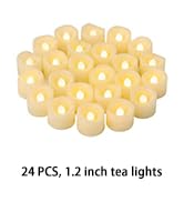 CANDLE IDEA 24 PCS LED Flameless Flickering Tea Lights Votive Candle Battery Operated/Electric Fl...